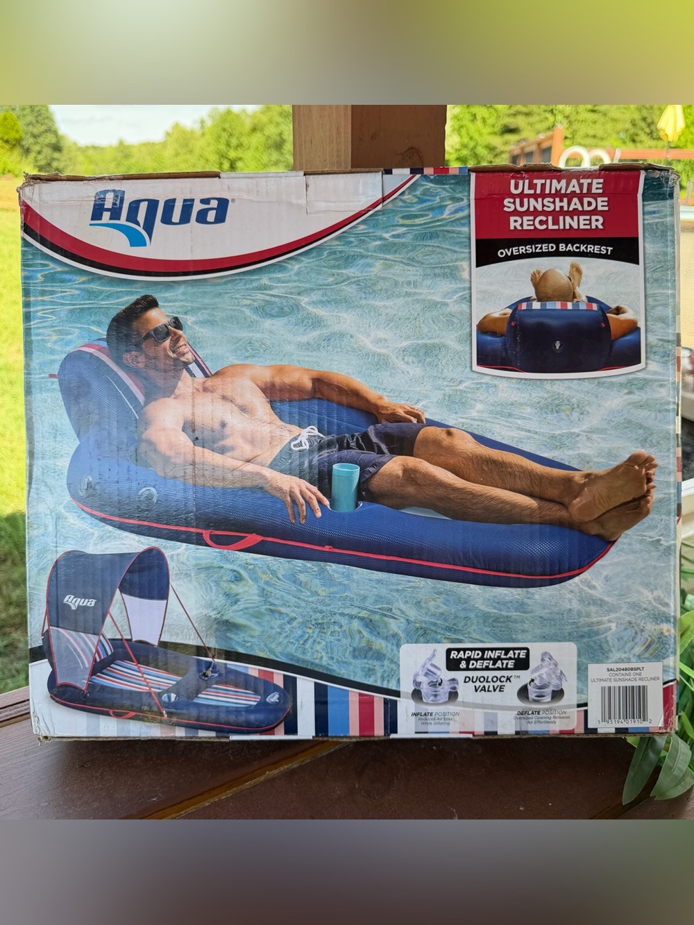Aqua Ultimate Sunshade Recliner Ultra-Comfortable Mesh Covered Pool Lounge - Picture 2 of 9